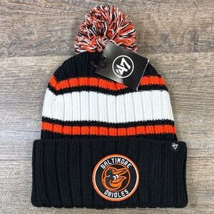 🧡 Baltimore Orioles ‘47 Brand OSFA Pom Beanie – NWT 🖤